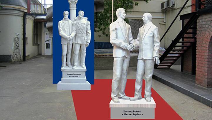 Открытую в Москве скульптуру "Горбачев и Рейган" посвятили Путину и Трампу