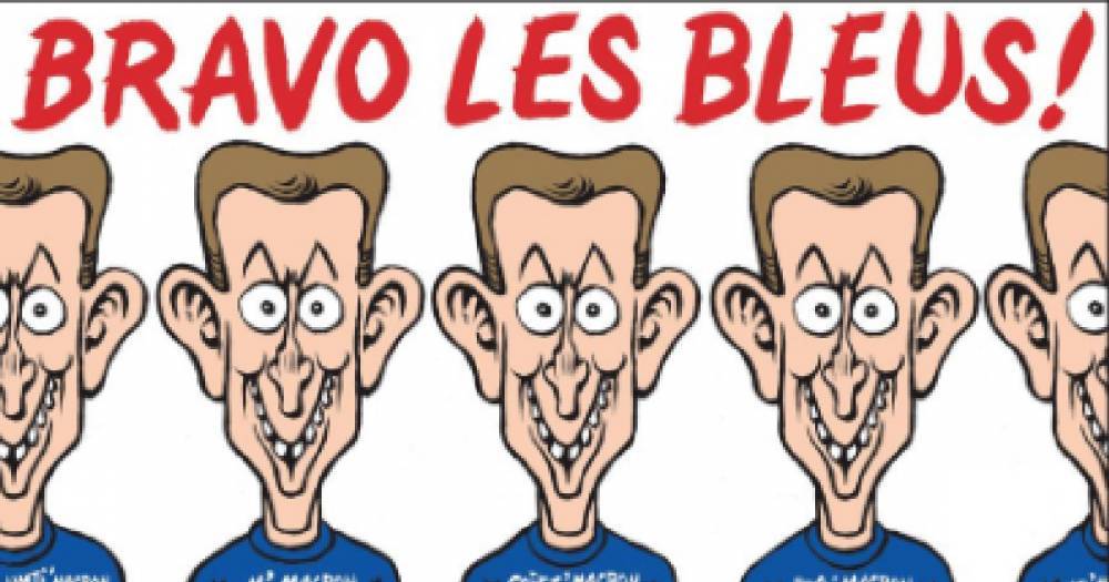 Charlie Hebdo изобразил победителей ЧМ 11-ю Макронами
