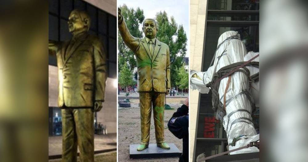 В Германии установили золотую статую Эрдогана