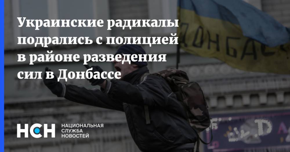 Украинские радикалы подрались с полицией в районе разведения сил в Донбассе
