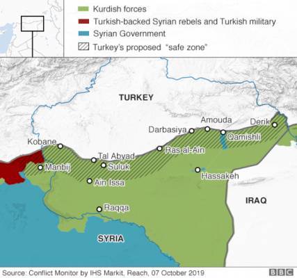 Турция обнародовала территориальный охват «зоны безопасности» в Сирии