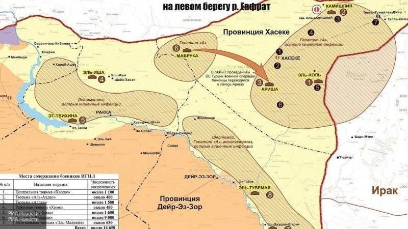 Минобороны России показало карту с расположением тюрем боевиков ИГ