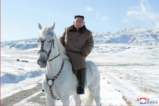 Лидер КНДР Ким Чен Ын покорил священную гору Пэктусан на белом коне
