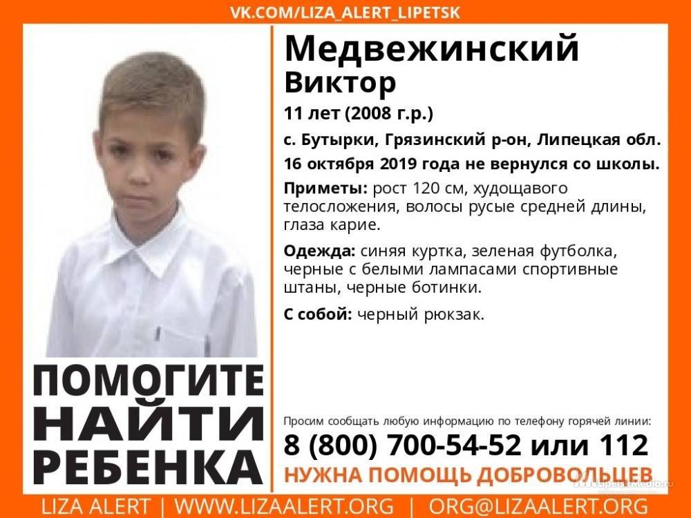 В Липецкой области мальчик исчез по дороге из школы