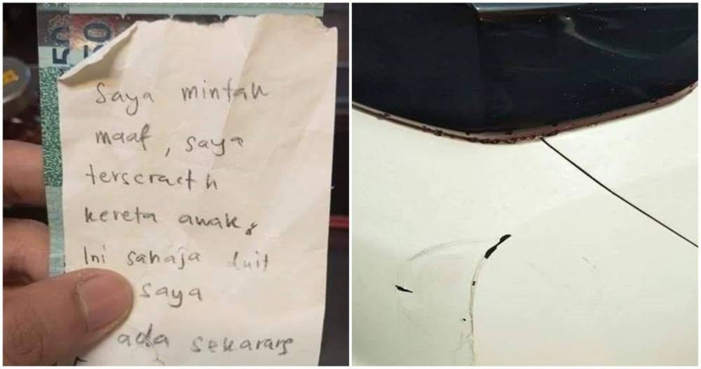 В Малайзии мужчина поцарапал чужой автомобиль и оставил деньги на ремонт