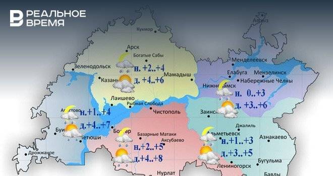 Сегодня в Татарстане ожидаются дождь и мокрый снег