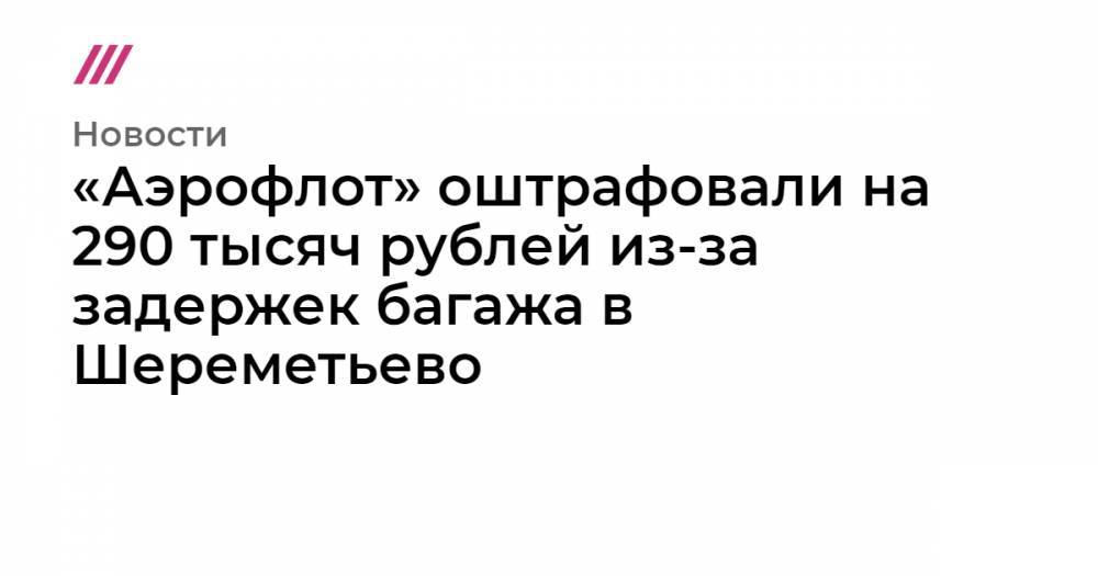«Аэрофлот» оштрафовали на 290 тысяч рублей из-за задержек багажа в Шереметьево