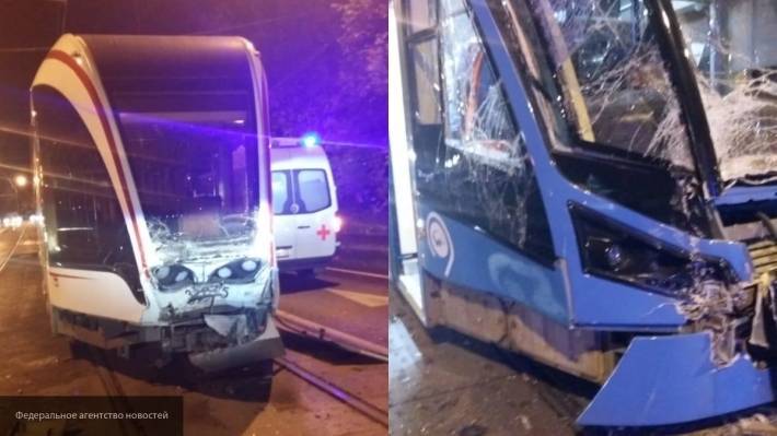 Шесть человек пострадали в аварии с участием двух трамваев в столице