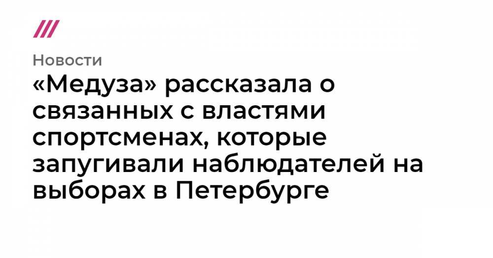 «Медуза» рассказала о связанных с властями спортсменах, которые запугивали наблюдателей на выборах в Петербурге