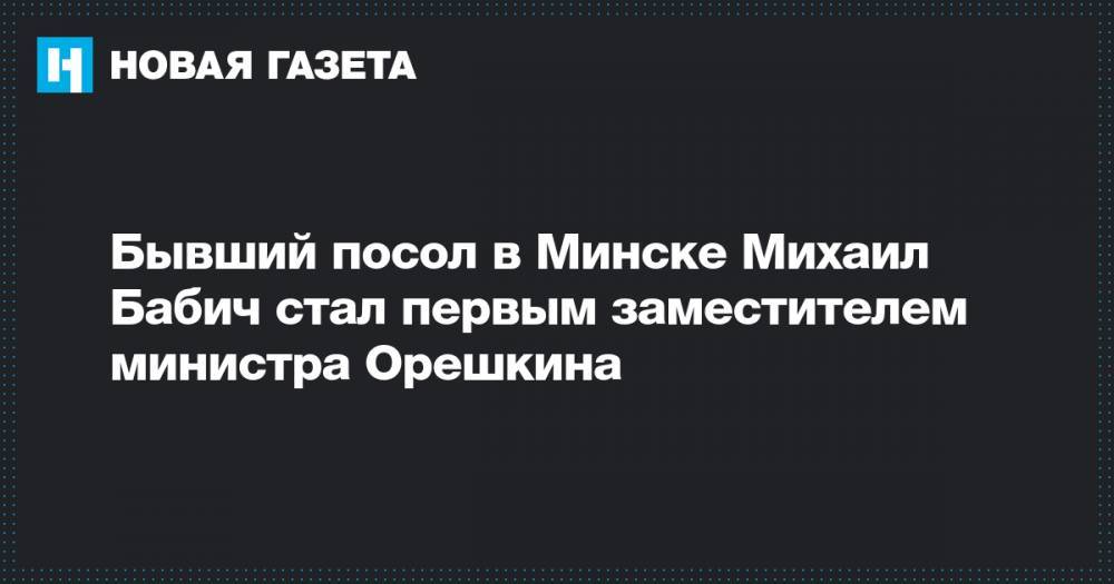Бывший посол в Минске Михаил Бабич стал первым заместителем министра Орешкина