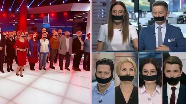 Украинские тележурналисты заклеили рты скотчем в знак протеста