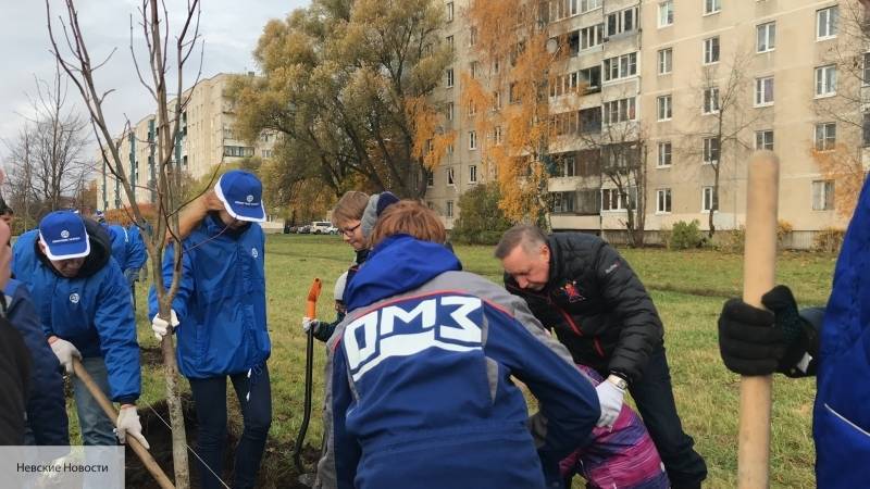 Беглов принял участие в высадке деревьев на новой Аллее молодых промышленников