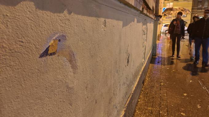 На месте закрашенных фресок в переулке Радищева появился гусь