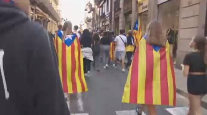В Барселоне проходит протест сторонников независимости Каталонии