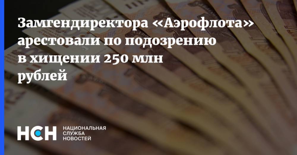 Замгендиректора «Аэрофлота» арестовали по подозрению в хищении 250 млн рублей