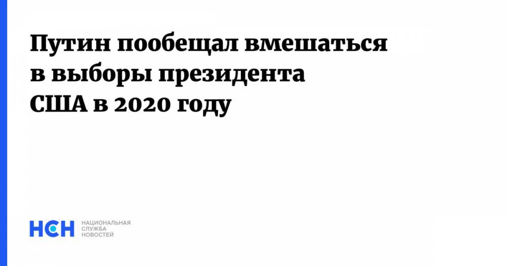 Путин пообещал вмешаться в выборы президента США в 2020 году