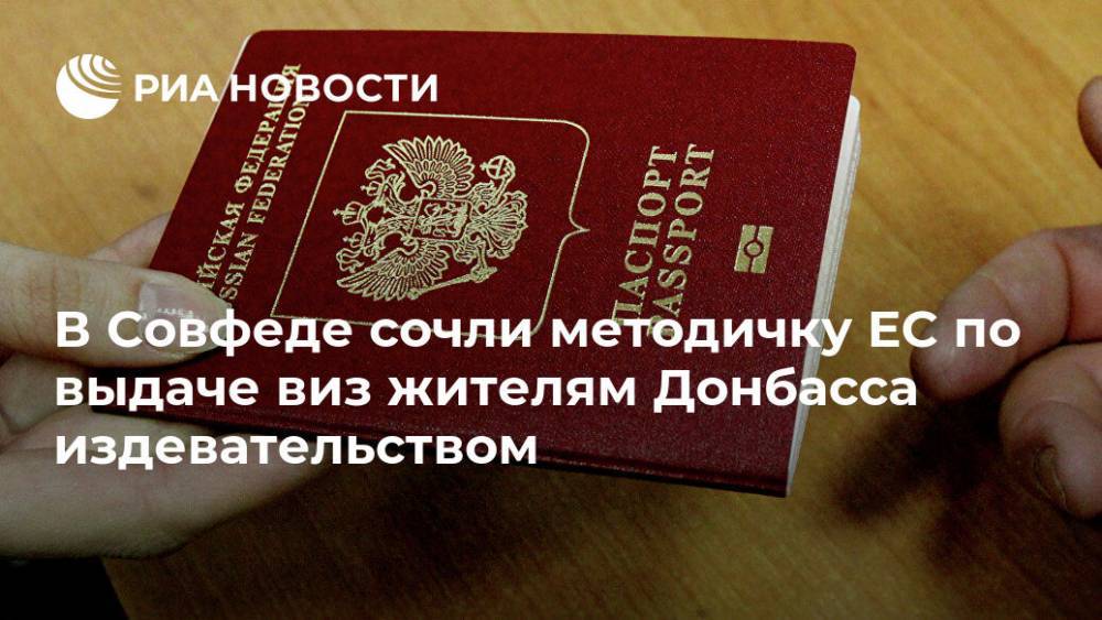 В Совфеде сочли методичку ЕС по выдаче виз жителям Донбасса издевательством