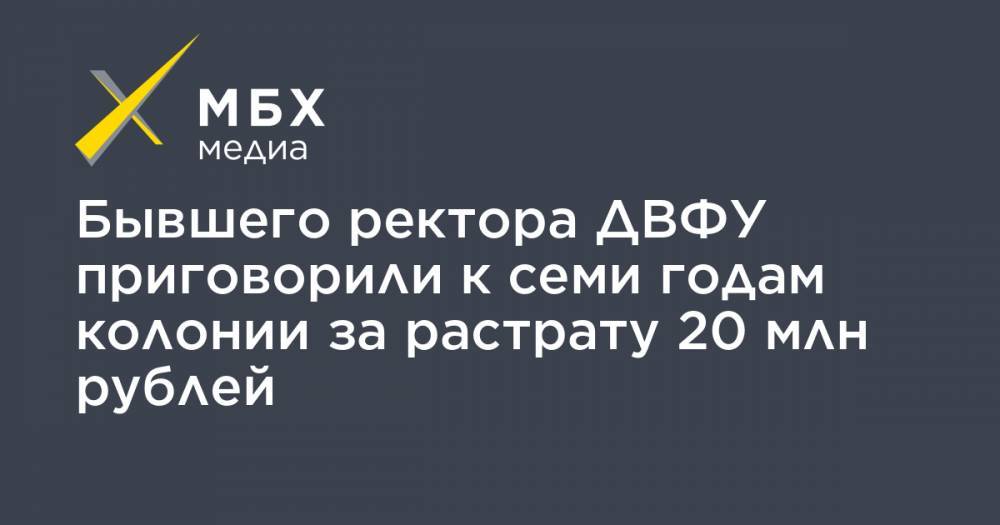 Бывшего ректора ДВФУ приговорили к семи годам колонии за растрату 20 млн рублей