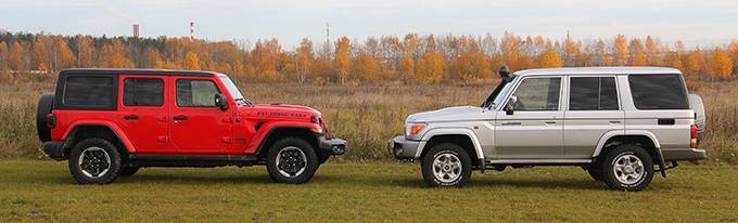 Внедорожный тест: Jeep Wrangler Rubicon против Toyota Land Cruiser 70