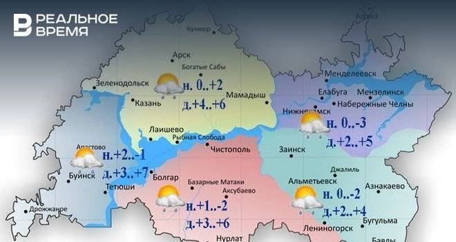 Сегодня в Татарстане ожидается до +7, небольшой дождь и гололедица