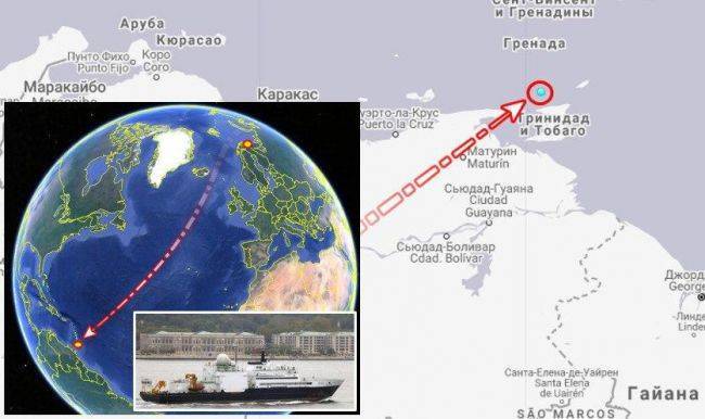 Исследовательское судно «Янтарь» Минобороны России замечено около Венесуэлы