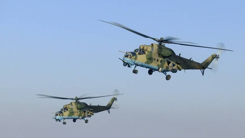 Вертолёты ВКС РФ патрулируют северные районы Сирии — видео