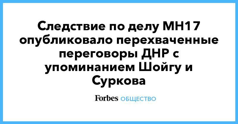 Следствие по делу MH17 опубликовало перехваченные переговоры ДНР с упоминанием Шойгу и Суркова