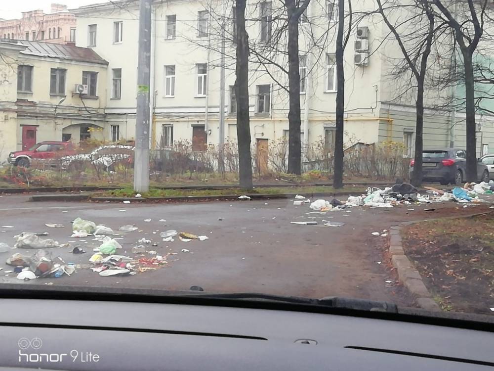 Петербуржцы пожаловались на мусор во дворе дома на Московском проспекте