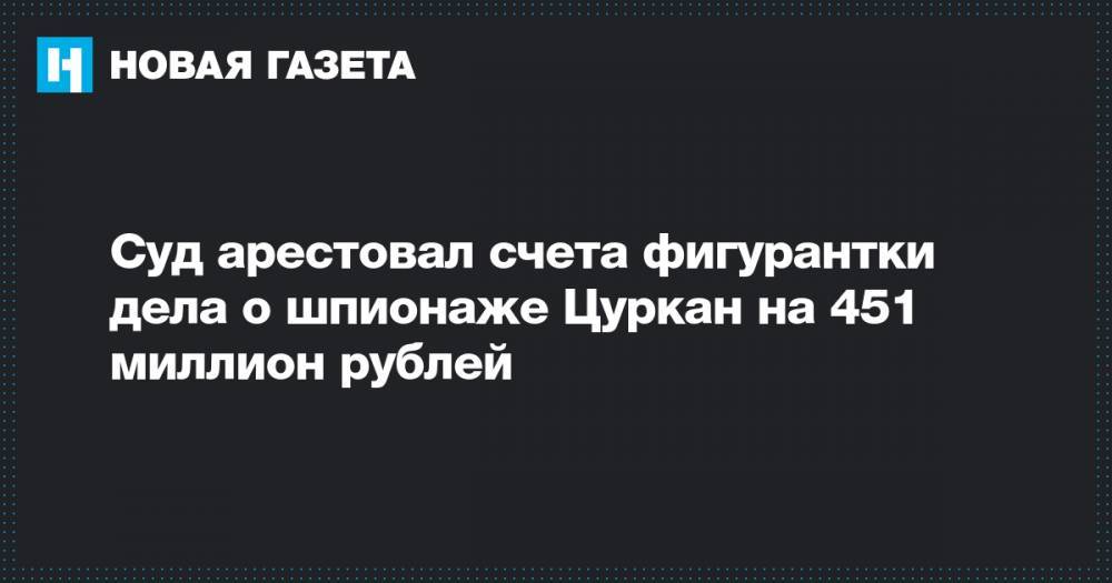 Суд арестовал счета фигурантки дела о шпионаже Цуркан на 451 миллион рублей