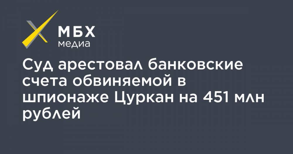 Суд арестовал банковские счета обвиняемой в шпионаже Цуркан на 451 млн рублей