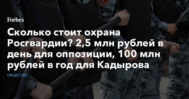Сколько стоит охрана Росгвардии? 2,5 млн рублей в день для оппозиции, 100 млн рублей в год для Кадырова