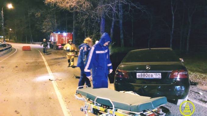На Приморском шоссе из-за столкновения с деревом погиб водитель Mercedes