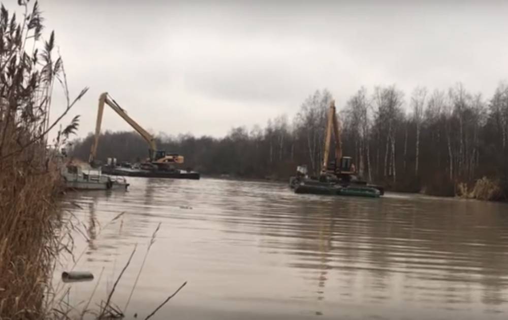 Очистка реки Глухарки для будущего экопарка в Приморском районе Петербурга попала на видео