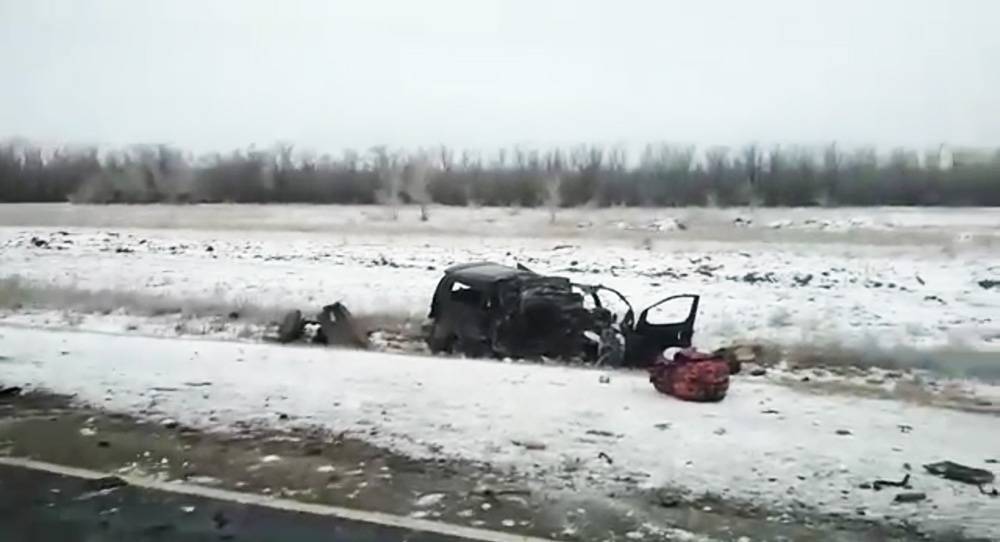 Видео с места жуткой аварии в Оренбургской области