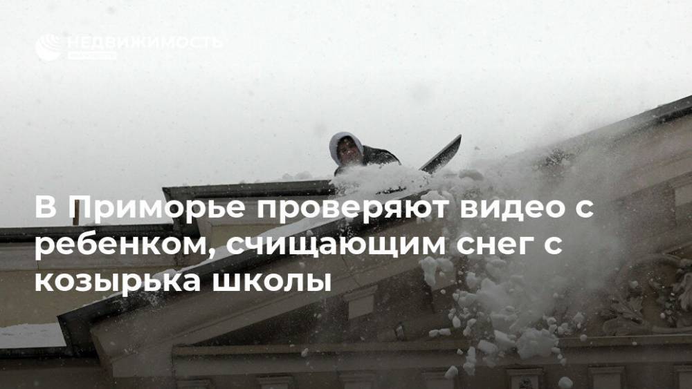 В Приморье проверяют видео с ребенком, счищающим снег с козырька школы