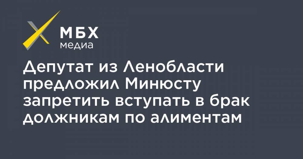 Депутат из Ленобласти предложил Минюсту запретить вступать в брак должникам по алиментам