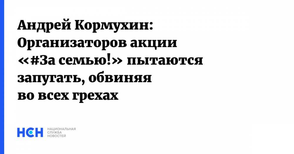 Андрей Кормухин: Организаторов акции «#За семью!» пытаются запугать, обвиняя во всех грехах
