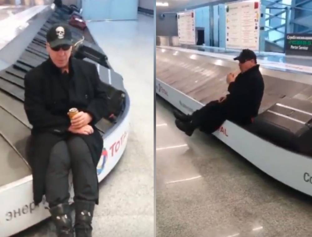 Солист Rammstein Тилль Линдеманн решил прокатиться на багажной ленте в Пулково