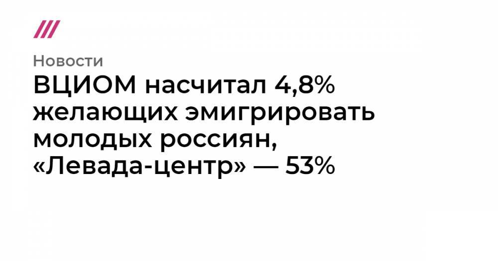 ВЦИОМ насчитал 4,8% желающих эмигрировать молодых россиян, «Левада-центр» — 53%