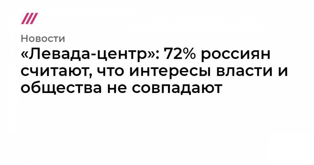 «Левада-центр»: 72% россиян считают, что интересы власти и общества не совпадают