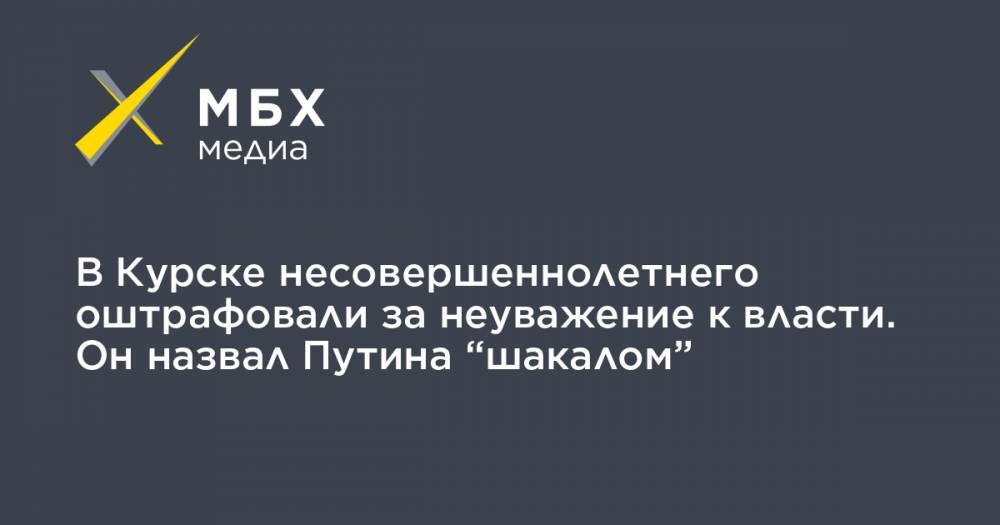 В Курске несовершеннолетнего оштрафовали за неуважение к власти. Он назвал Путина “шакалом”