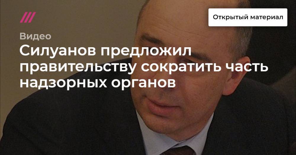 Силуанов предложил правительству сократить часть надзорных органов