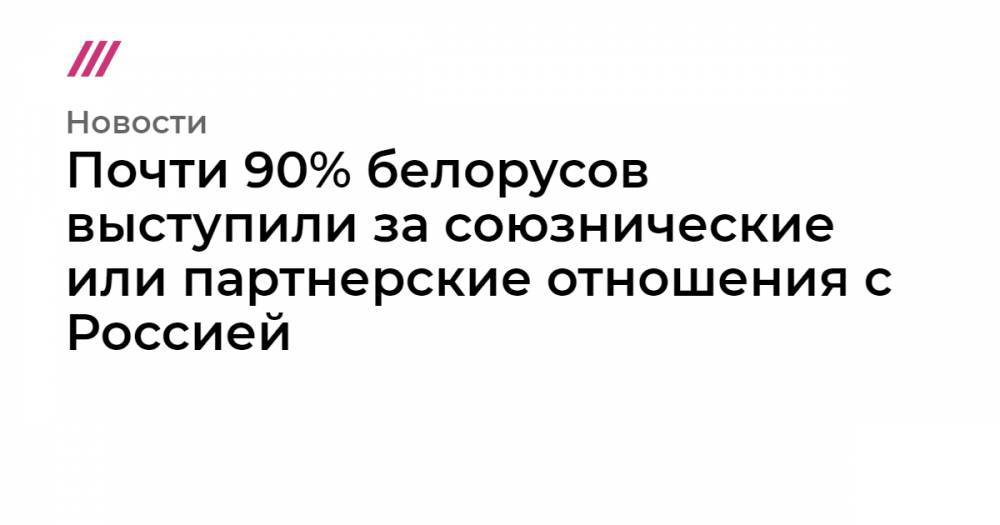 Почти 90% белорусов выступили за союзнические или партнерские отношения с Россией
