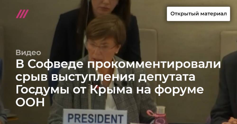 В Софведе прокомментировали срыв выступления депутата Госдумы от Крыма на форуме ООН