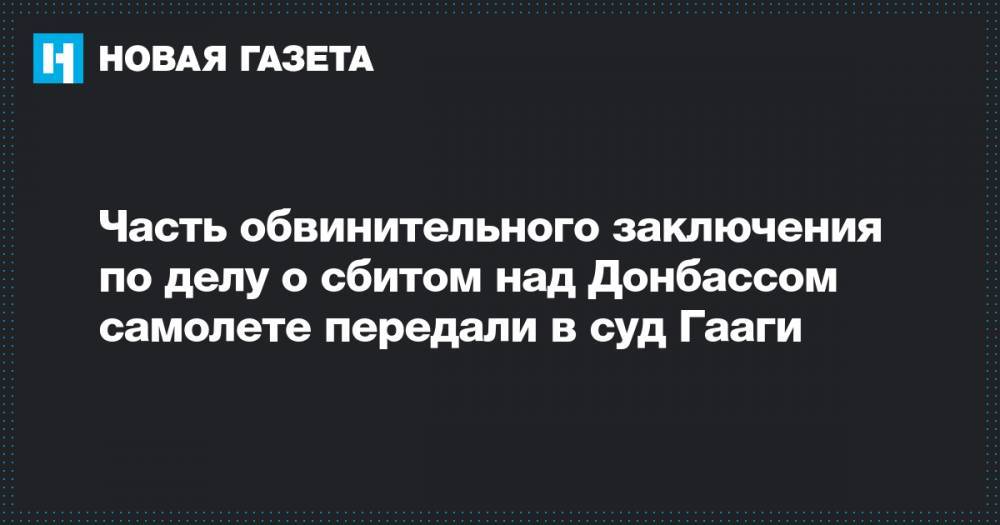 Часть обвинительного заключения по делу о сбитом над Донбассом самолете передали в суд Гааги&nbsp;