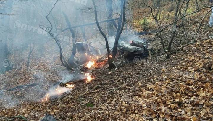 Появились кадры с места крушения вертолета в Краснодарском крае