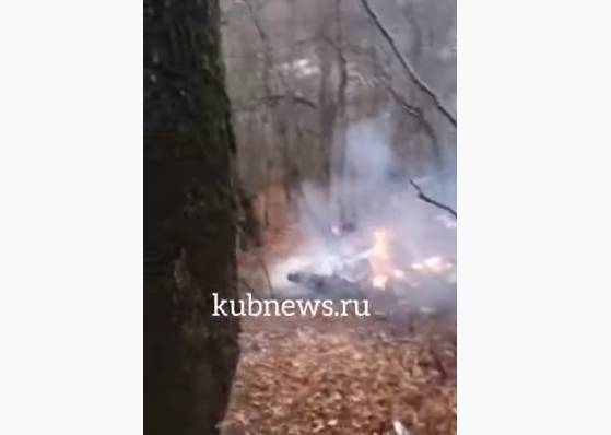СМИ опубликовали видео с места крушения вертолёта около Абрау-Дюрсо