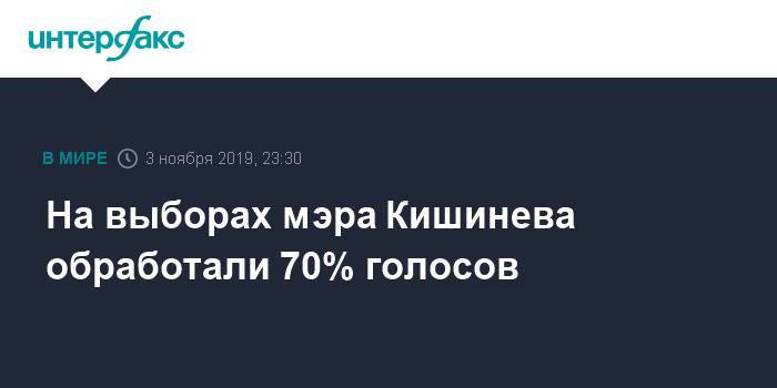 На выборах мэра Кишинева обработали 70% голосов
