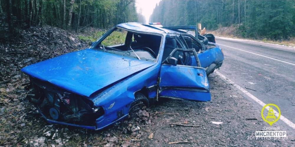 В Гатчинском районе трое пострадали в ДТП с опрокинувшимся в кювет Audi 100