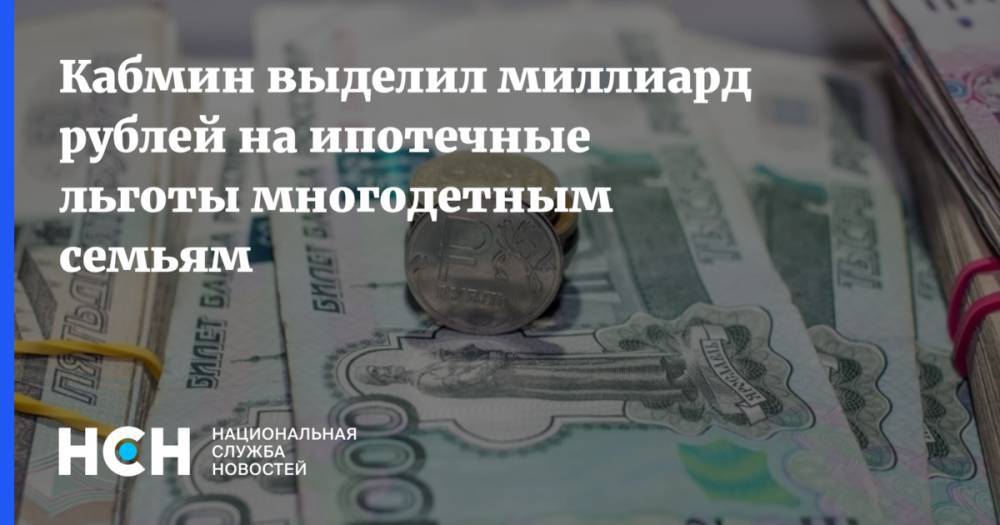Кабмин выделил миллиард рублей на ипотечные льготы многодетным семьям